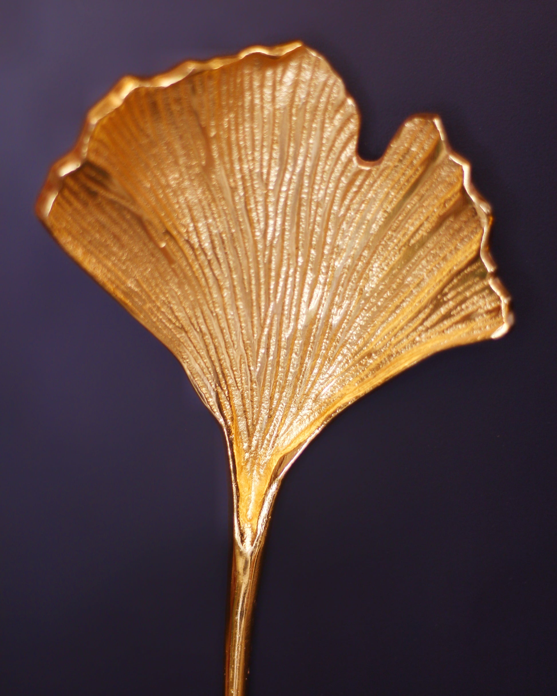 Golden Aluminum Leaf With Stem Shadow Box Wall Art - 3