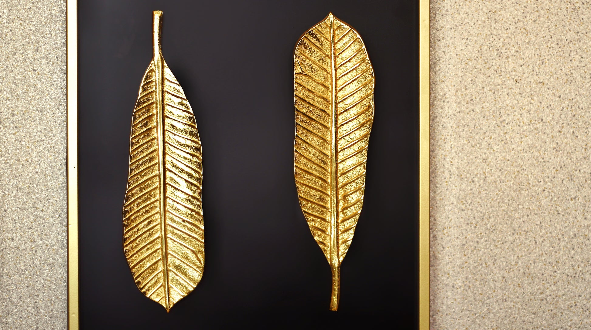 Golden Aluminum Leaf Shadow Box - Wall Art close view 3